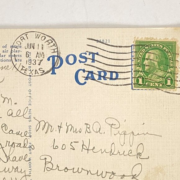 c1930s Aeroplane View Of Beach Casino Lake Worth Fort Worth Texas Linen Postcard - Picture 4 of 6